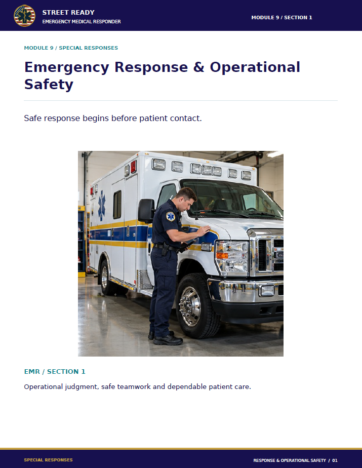 Street Ready textbook sample covering emergency response and operational safety